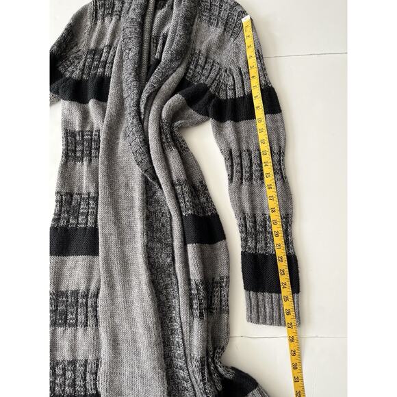 Cheap Monday Long Sweater Cardigan Women M/L Gray Black Wool Blend Open Boho - Picture 7 of 9